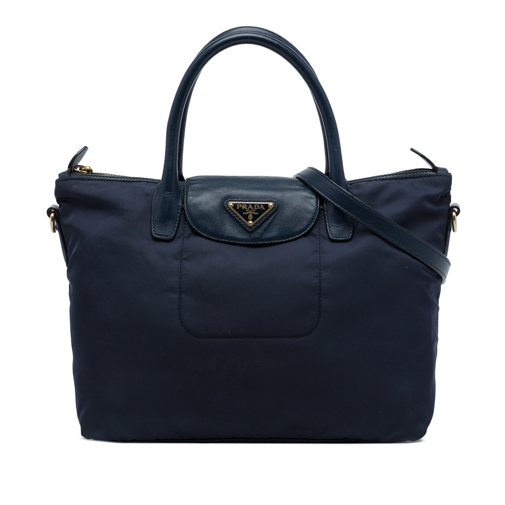 Pre-Loved Prada Saffiano Trimmed Tessuto Satchel